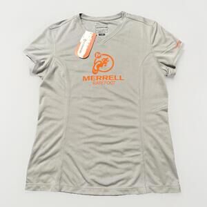 Women's Merrell Barefoot Large L T-Shirt Opti-Wick Sun Protection Grey Athletic